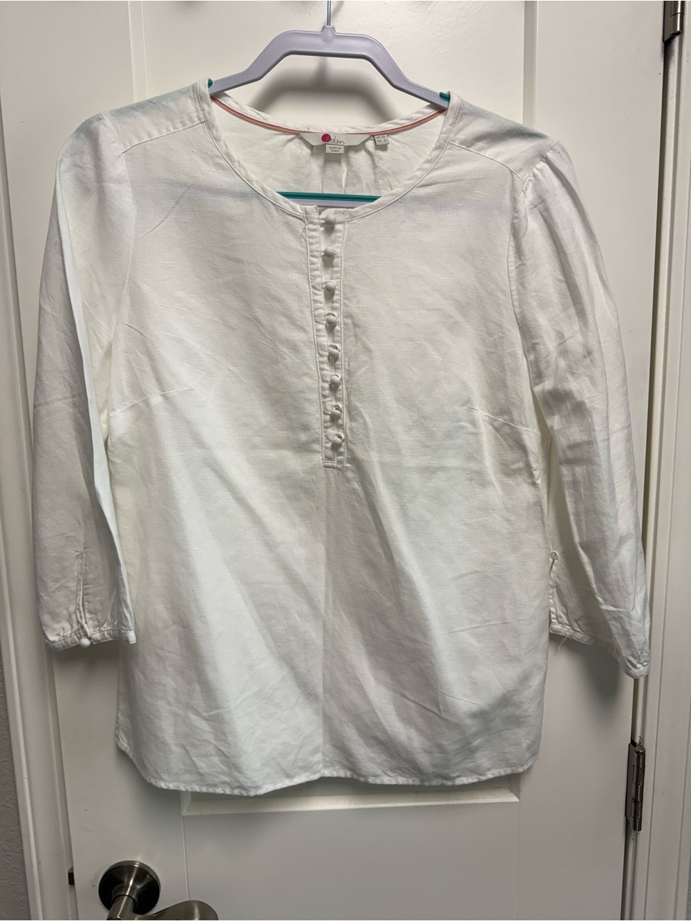 Boden Women’s White Button-Front Cotton Blouse